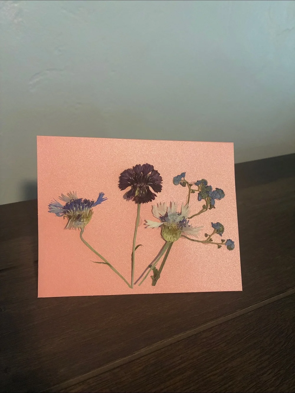 Handmade Pressed Flowers on Blank Card